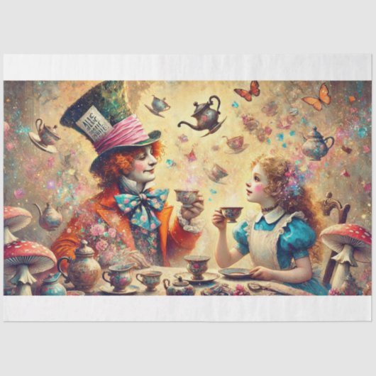 illustratie Alice Mad Hatter Decoupage Tissuepapier (Voorkant)
