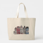 Illustratie Amsterdam-gebouwen Grote Tote Bag (Achterkant)