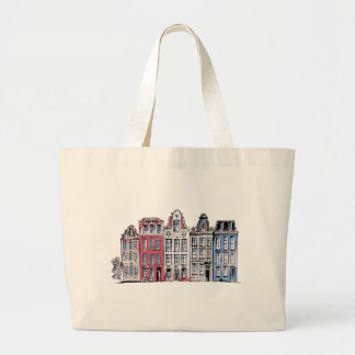 Illustratie Amsterdam-gebouwen Grote Tote Bag