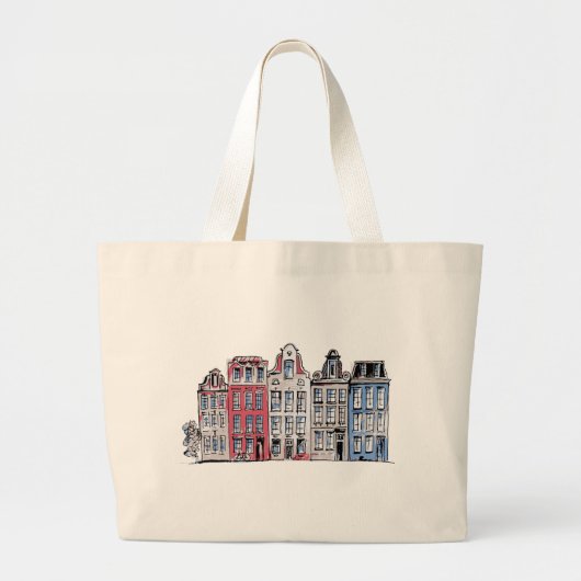 Illustratie Amsterdam-gebouwen Grote Tote Bag (Voorkant)