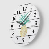 Illustratie anananas Decor Rustic Shiplap Grote Klok (Hoek)