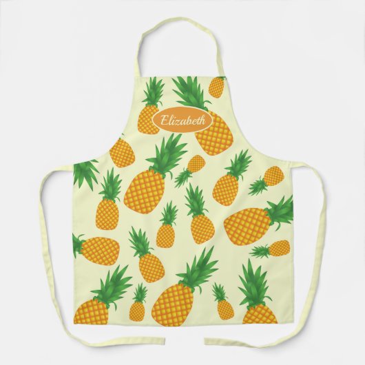 Illustratie anananasfruit en aangepaste naam schort (Voorkant)
