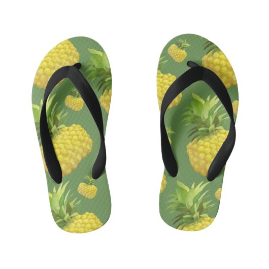 Illustratie ananas kinder teenslippers (Voetbed)