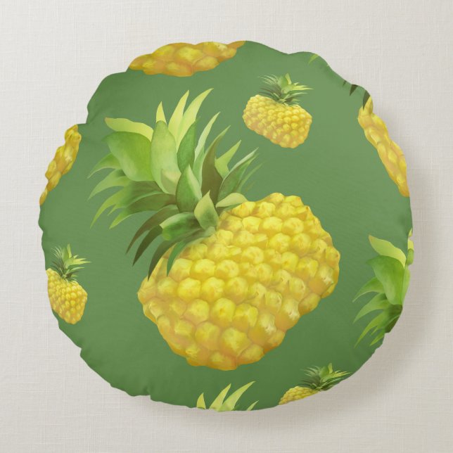 Illustratie ananas rond kussen (Voorkant)
