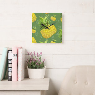 Illustratie ananas vierkante klok