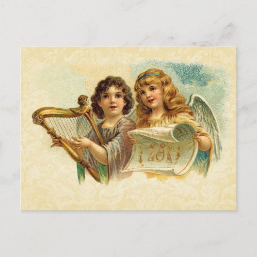 illustratie Angels Singing en Harp Briefkaart (Voorkant)