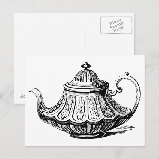Illustratie Antiek theepot Briefkaart (Voorkant / Achterkant)