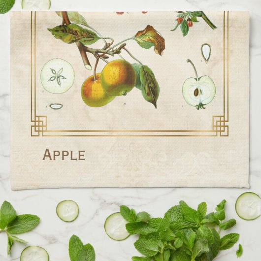  illustratie Apple Fruit Botanical Floral Theedoek (Gevouwen)