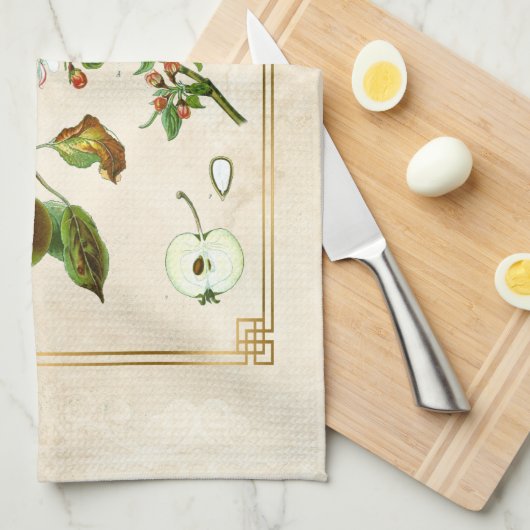  illustratie Apple Fruit Botanical Floral Theedoek (Quarter Fold)