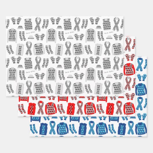 Illustratie Argyle Clothes Gray Red en Blue Inpakpapier Vel (Set)