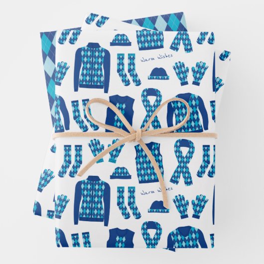 Illustratie Argyle Clothes in Blue Inpakpapier Vel (In situ)