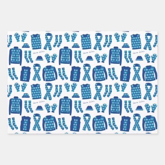 Illustratie Argyle Clothes in Blue Inpakpapier Vel (Voorkant)