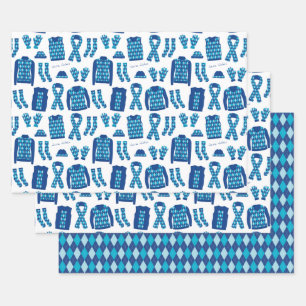 Illustratie Argyle Clothes in Blue Inpakpapier Vel