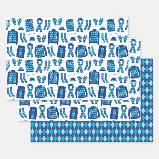 Illustratie Argyle Clothes in Blue Inpakpapier Vel (Set)