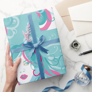 Illustratie artistieke vrouw cadeaupapier