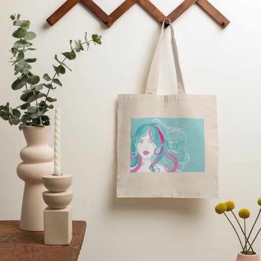 Illustratie artistieke vrouw tote bag
