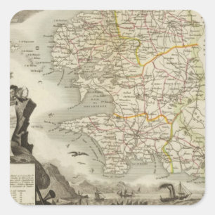Illustratie Atlas-kaarten Vierkante Sticker