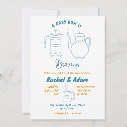 illustratie baby shower Tea Doodle Kaart (Voorkant)
