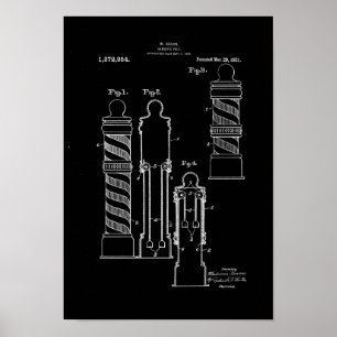 Illustratie Barber Pole Black Art-patentafdrukken Poster