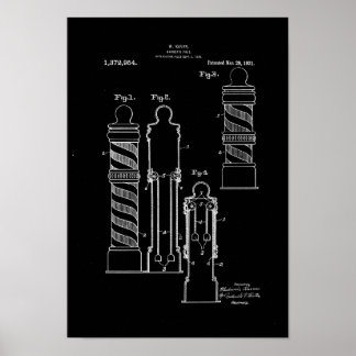 Illustratie Barber Pole Black Art-patentafdrukken Poster