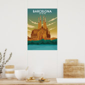 Illustratie Barcelona Spanje Sagrada Família Poster (Keuken)