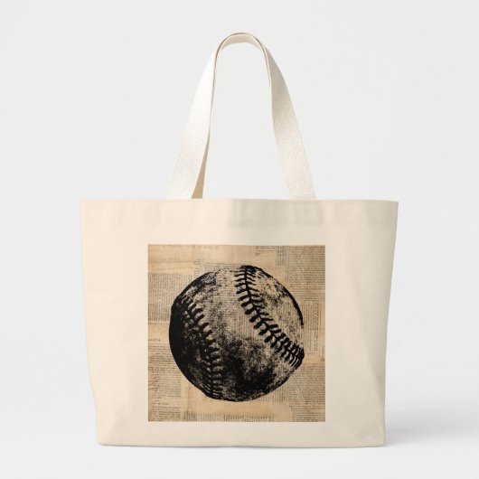 illustratie Baseball Newspapier Style Grote Tote Bag (Voorkant)