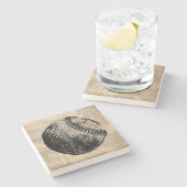  illustratie Baseball Newspapier Style Stenen Onderzetter (Zijkant)