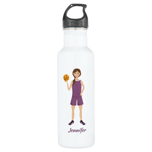 Illustratie Basketball-meisje en aangepaste naam Waterfles (Voorkant)
