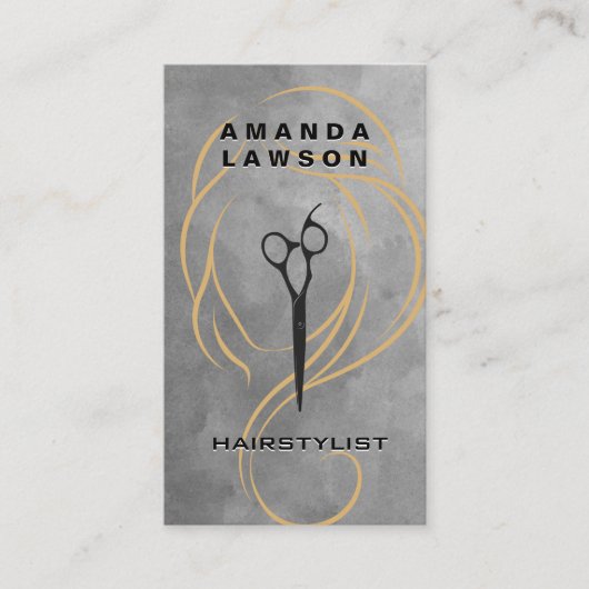 Illustratie Beauty Line | Schaar | WATERVERF Visitekaartje (Voorkant)