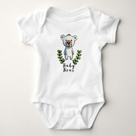 Illustratie Beer met zoete Baby Romper (Voorkant)