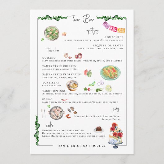 Illustratie Bespoke | Menu Taco Bar Wedding (Voorkant)