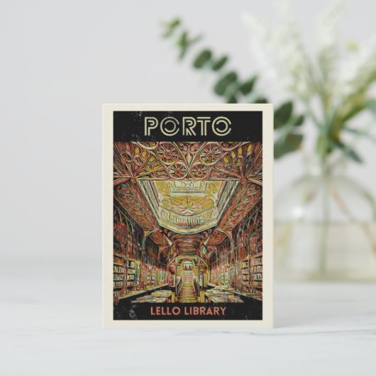 Illustratie bibliotheek Porto Lello Portugal Briefkaart (Staand voorkant)