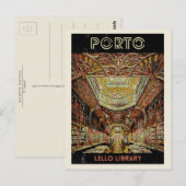 Illustratie bibliotheek Porto Lello Portugal Briefkaart (Voorkant / Achterkant)