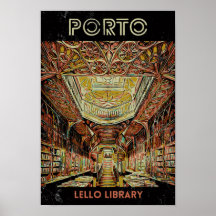 Illustratie bibliotheek Porto Lello Portugal