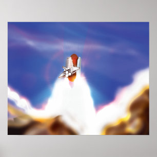 Illustratie bij lancering van Space Shuttle Poster