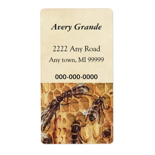  illustratie, bijen in een korf etiket (Voorkant)