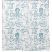 Illustratie blauw patroon  Zeeen Douchegordijn (Voorkant)