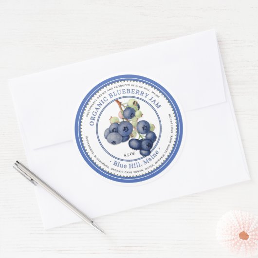  illustratie blauwe rand jam ronde sticker (Envelop)