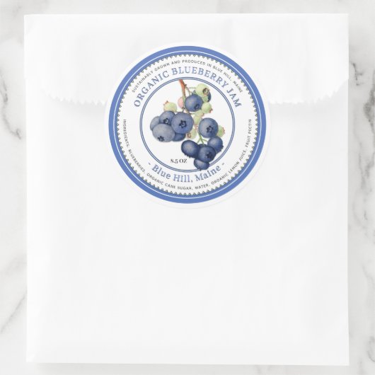  illustratie blauwe rand jam ronde sticker (Tas)