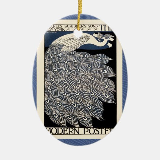  illustratie blauwe vogel keramisch ornament (Voorkant)