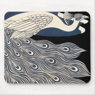 illustratie blauwe vogel muismat