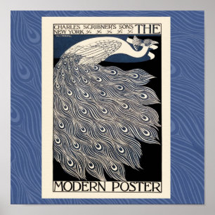  illustratie blauwe vogel poster