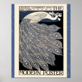 illustratie blauwe vogel poster (Voorkant)