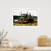 Illustratie Blauwe vrachtwagenchauffeur Poster (Keuken)