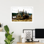 Illustratie Blauwe vrachtwagenchauffeur Poster (Thuiskantoor)