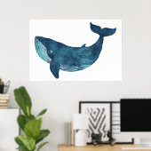 Illustratie blauwe walvis poster (Thuiskantoor)