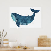 Illustratie blauwe walvis poster (Keuken)