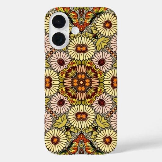 illustratie bloemen vlinderpatroon Case-Mate iPhone case (Achterkant)