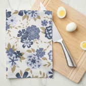 Illustratie Blue Vector Botanical Flowers Vines Theedoek (Quarter Fold)