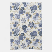 Illustratie Blue Vector Botanical Flowers Vines Theedoek (Verticaal)